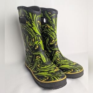 BOGS Rainboots Youth Size 6 Or Women Size 8 Waterproof Spooky Faces Pattern